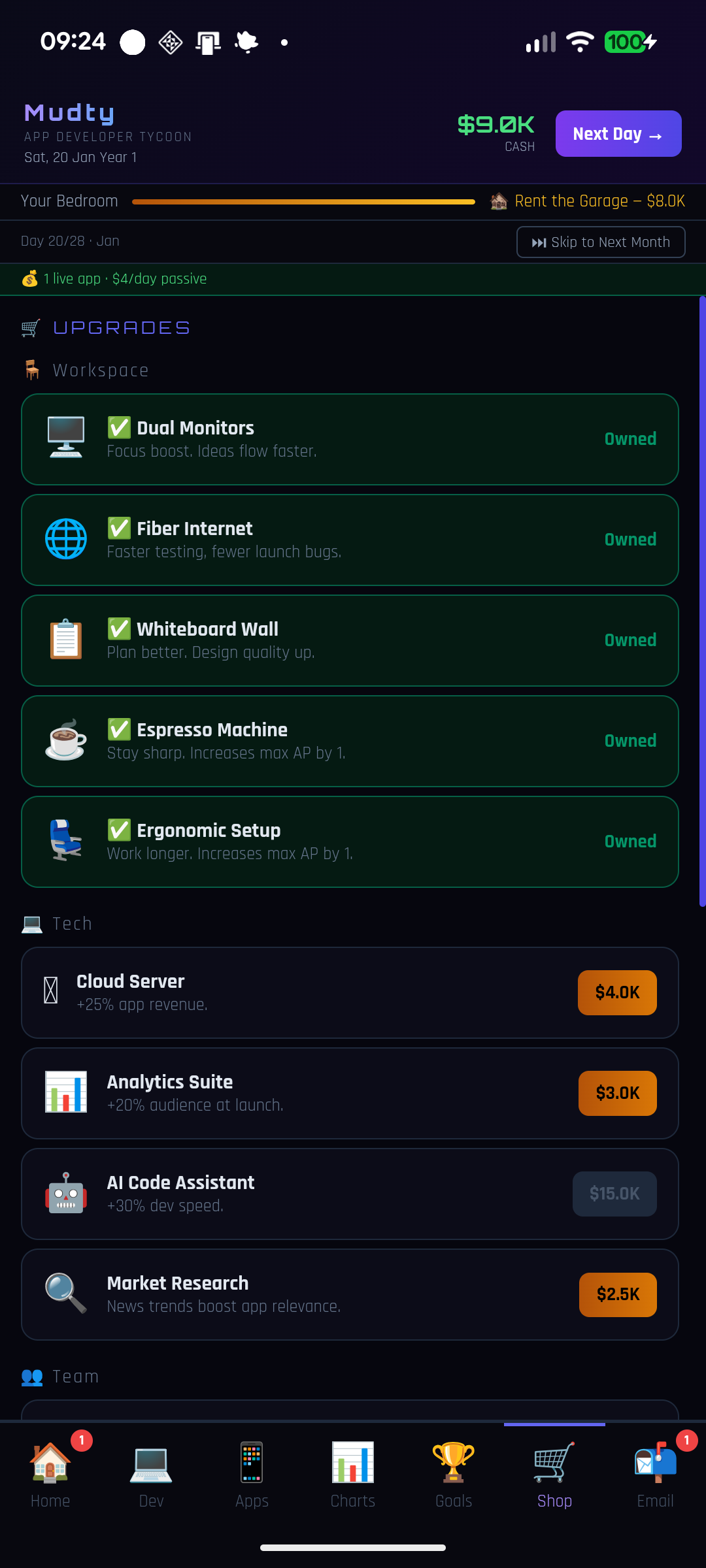 Shop screen
